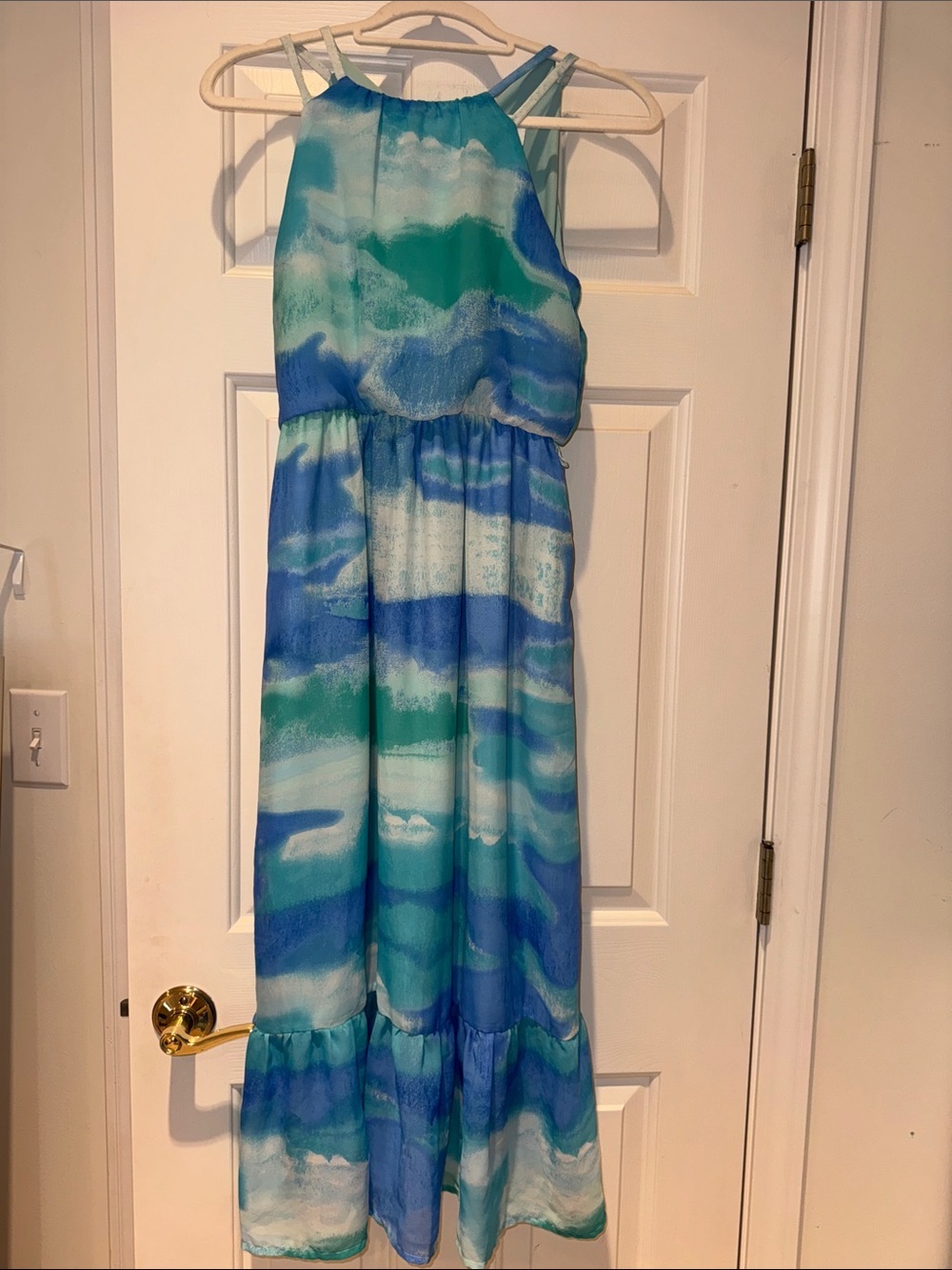 Speechless Aqua and Blue Striped Maxi Dress
